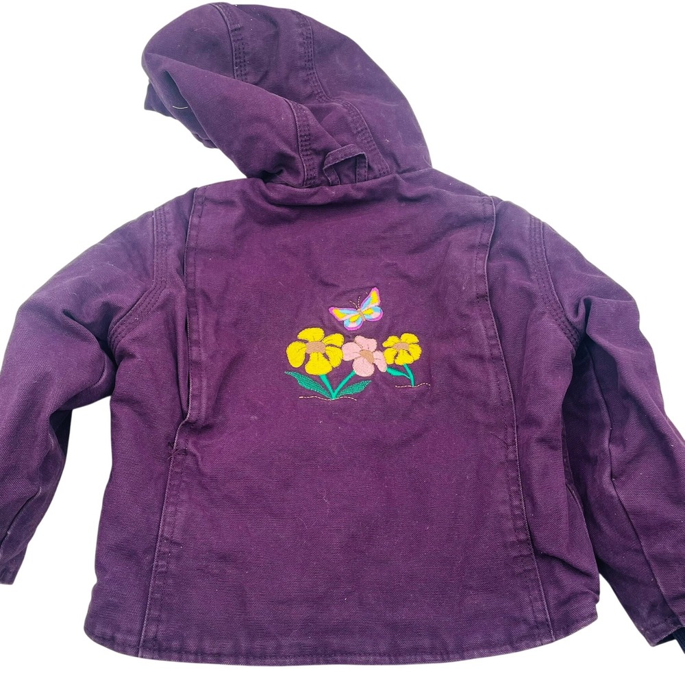 Berne Canvas Sherpa Lined Hooded‎ Jacket Coat Winter Embroidered 2T Girls Chore